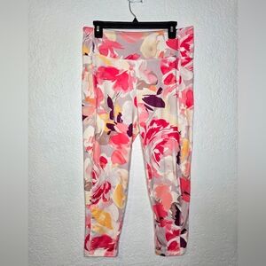 Laundry By Shelli Segal Pink White Leggings Size XL Athlethic Athleisure Workout